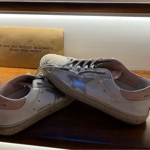 GOLDEN GOOSE Super-star sneakers with rope toe and pink leather tongue